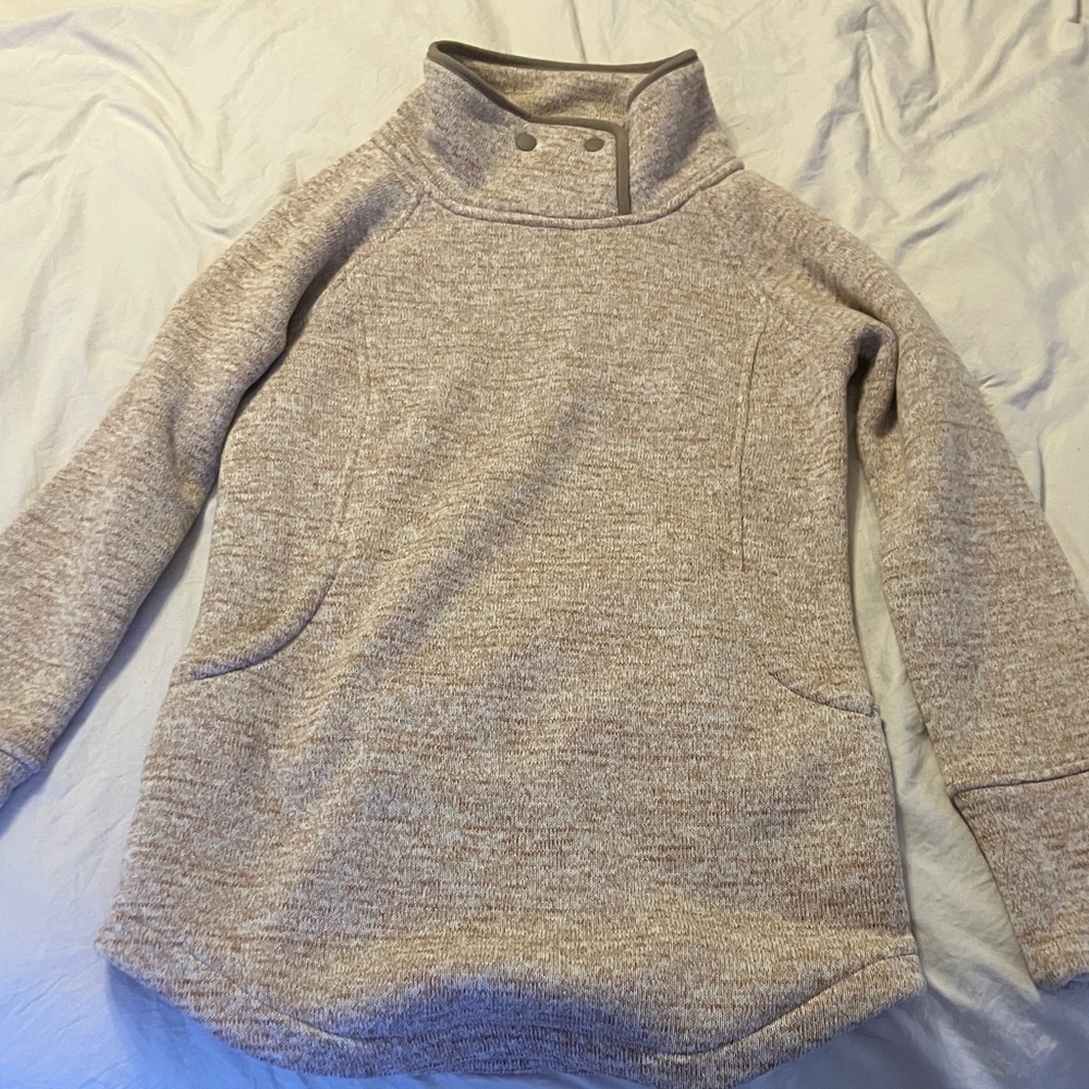 Prana Heathered Beige Women's Cowl Neck Sweater